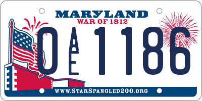 MD license plate 0AE1186