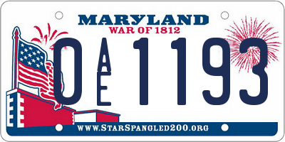 MD license plate 0AE1193