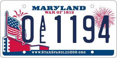 MD license plate 0AE1194