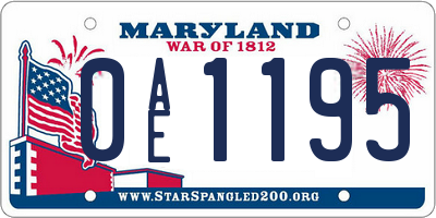 MD license plate 0AE1195