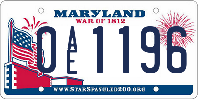 MD license plate 0AE1196