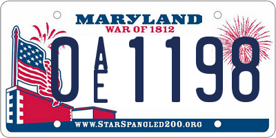 MD license plate 0AE1198