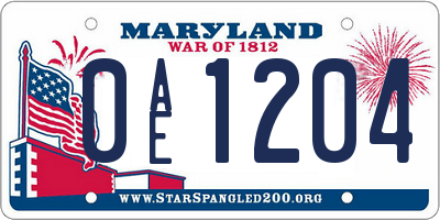 MD license plate 0AE1204