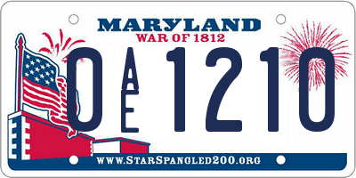 MD license plate 0AE1210