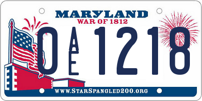 MD license plate 0AE1218