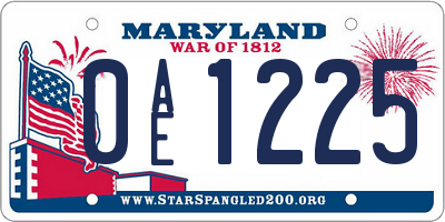 MD license plate 0AE1225