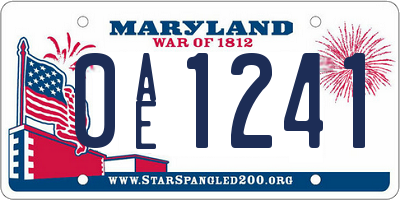 MD license plate 0AE1241