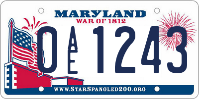 MD license plate 0AE1243