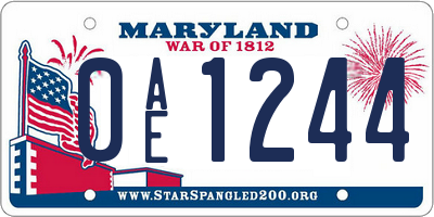 MD license plate 0AE1244
