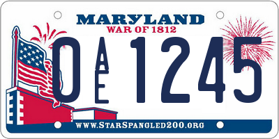 MD license plate 0AE1245
