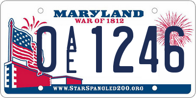 MD license plate 0AE1246