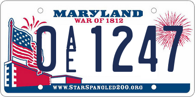 MD license plate 0AE1247