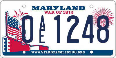 MD license plate 0AE1248