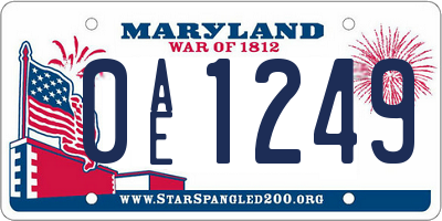 MD license plate 0AE1249