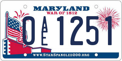 MD license plate 0AE1251