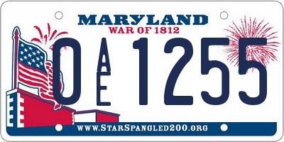 MD license plate 0AE1255