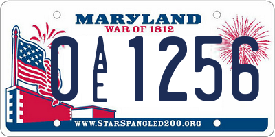 MD license plate 0AE1256
