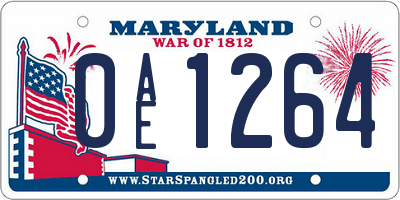 MD license plate 0AE1264
