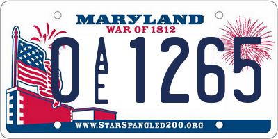 MD license plate 0AE1265