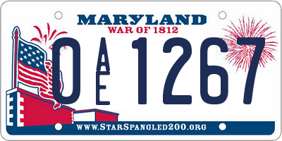 MD license plate 0AE1267