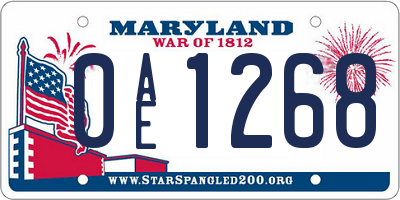 MD license plate 0AE1268