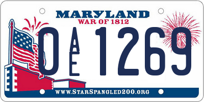 MD license plate 0AE1269