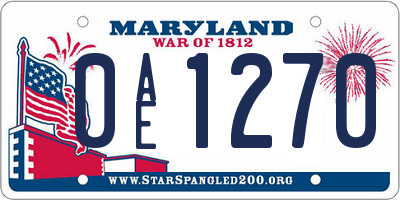 MD license plate 0AE1270