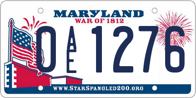 MD license plate 0AE1276