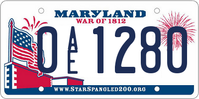 MD license plate 0AE1280