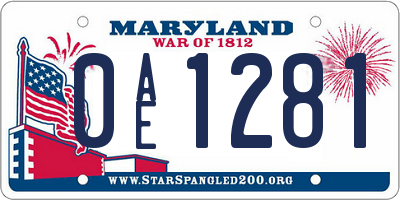 MD license plate 0AE1281
