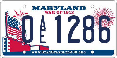 MD license plate 0AE1286