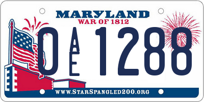 MD license plate 0AE1288