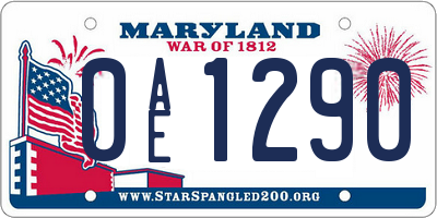 MD license plate 0AE1290
