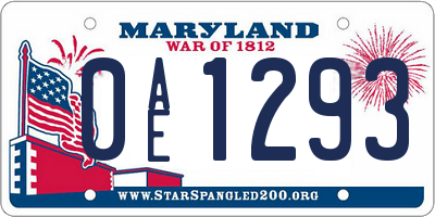 MD license plate 0AE1293
