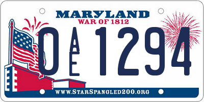 MD license plate 0AE1294