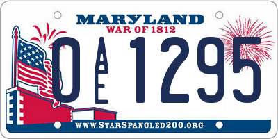 MD license plate 0AE1295