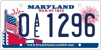 MD license plate 0AE1296