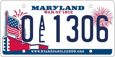 MD license plate 0AE1306