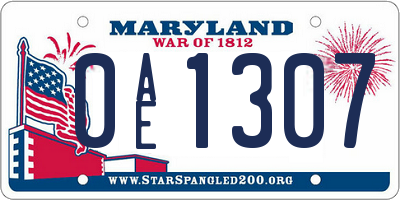 MD license plate 0AE1307