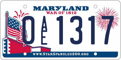 MD license plate 0AE1317