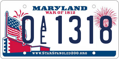 MD license plate 0AE1318