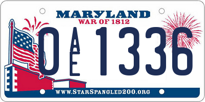 MD license plate 0AE1336