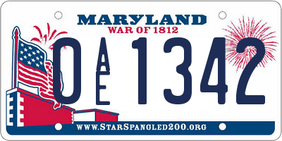 MD license plate 0AE1342