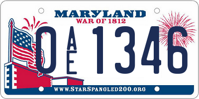 MD license plate 0AE1346