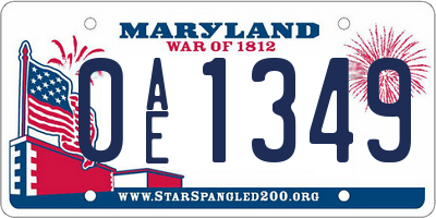 MD license plate 0AE1349