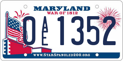 MD license plate 0AE1352