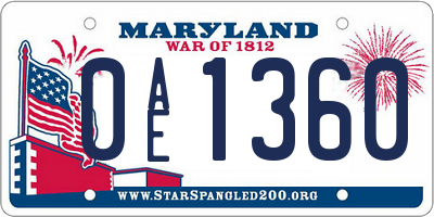 MD license plate 0AE1360