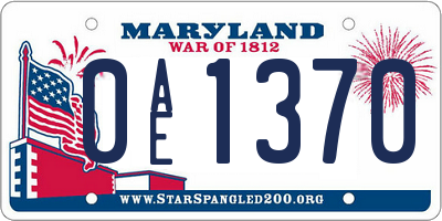 MD license plate 0AE1370