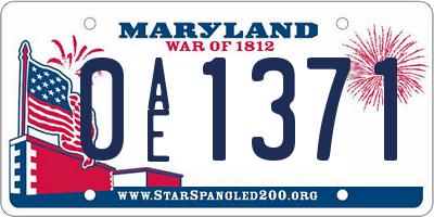MD license plate 0AE1371