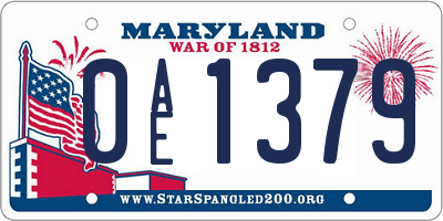 MD license plate 0AE1379